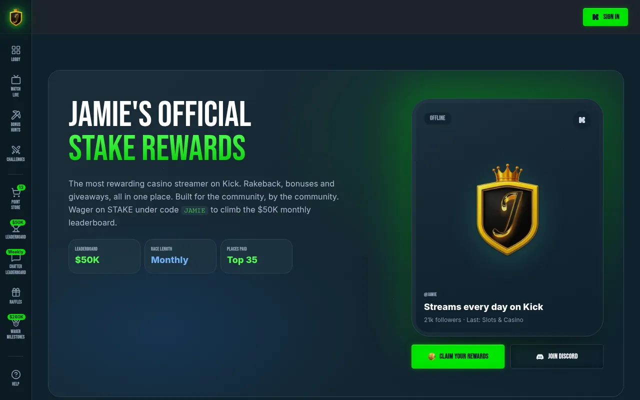 Screenshot of jamierewards.gg