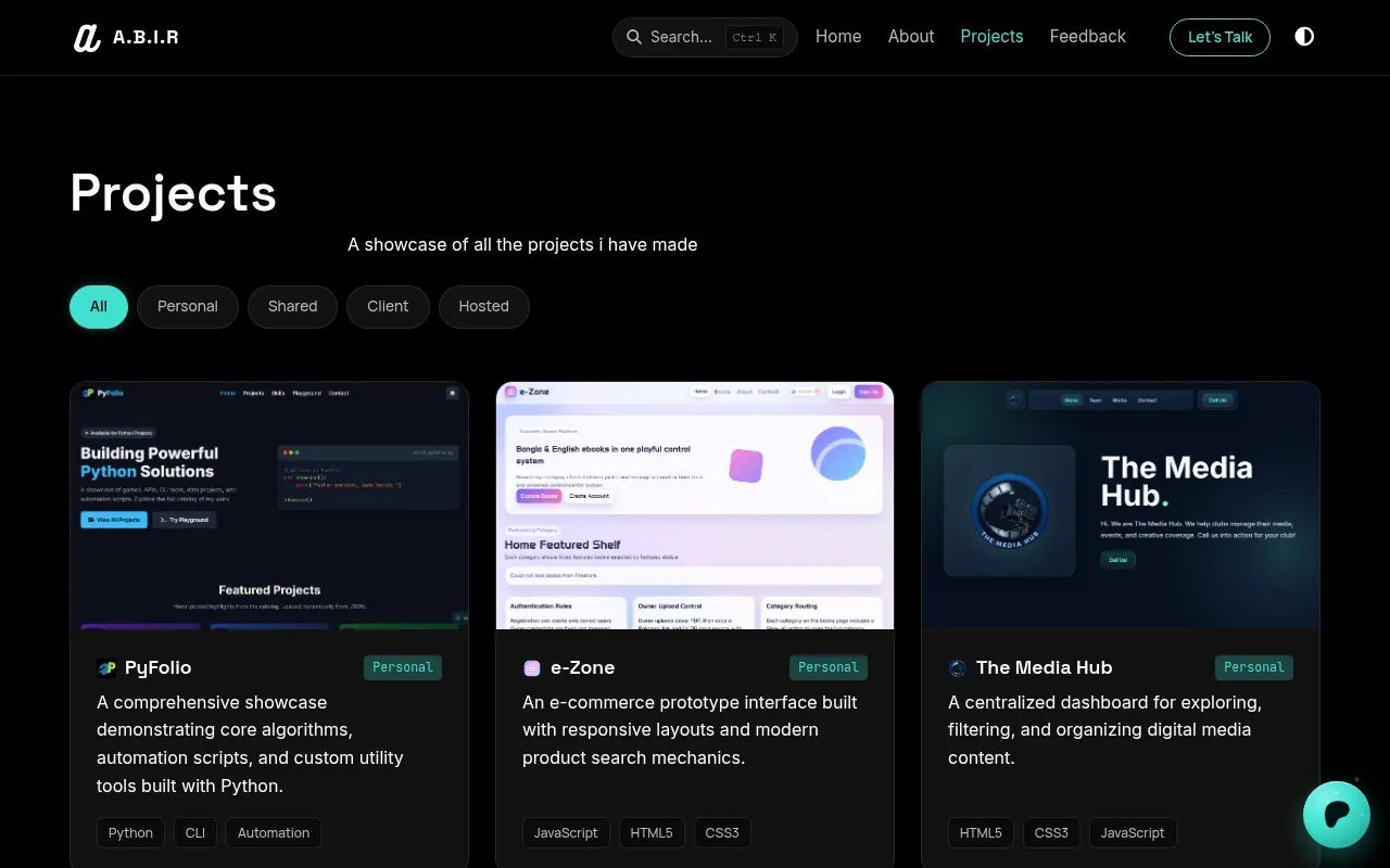 Screenshot of abirportfo.netlify.app