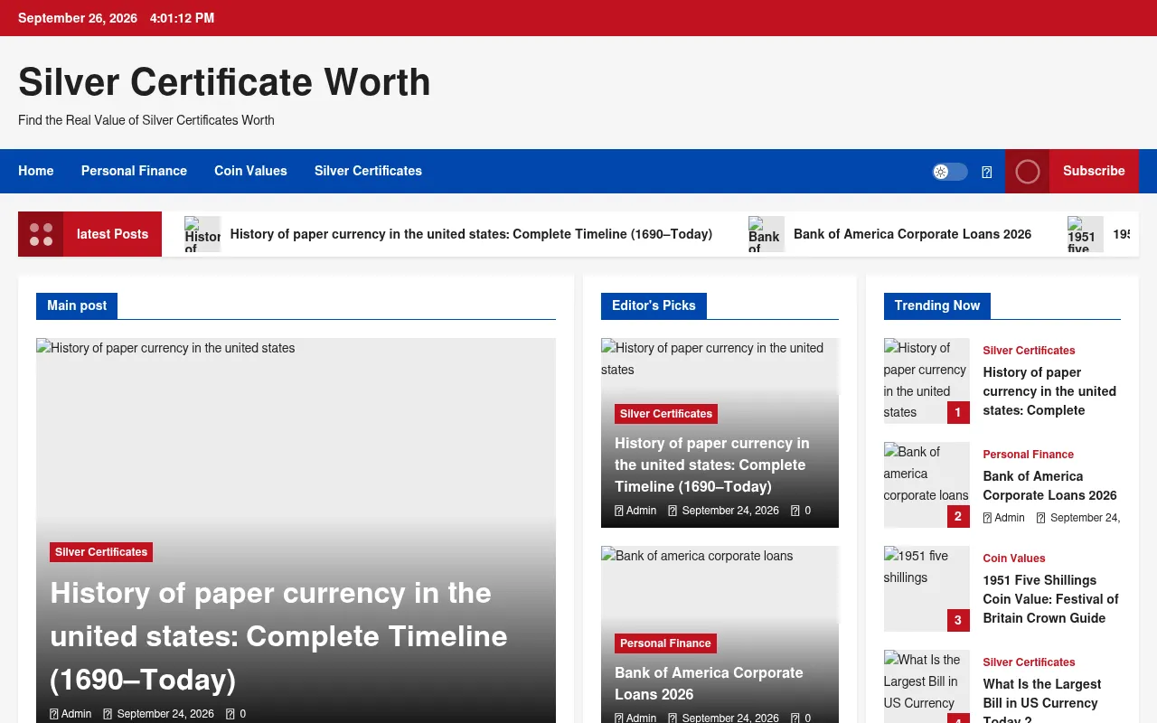 Screenshot of silvercertificateworth.com