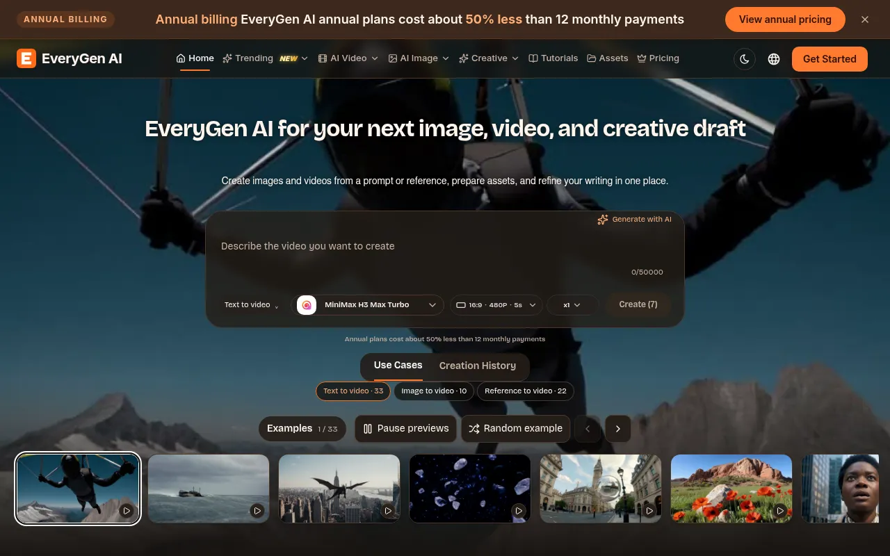 Screenshot of everygenai.app