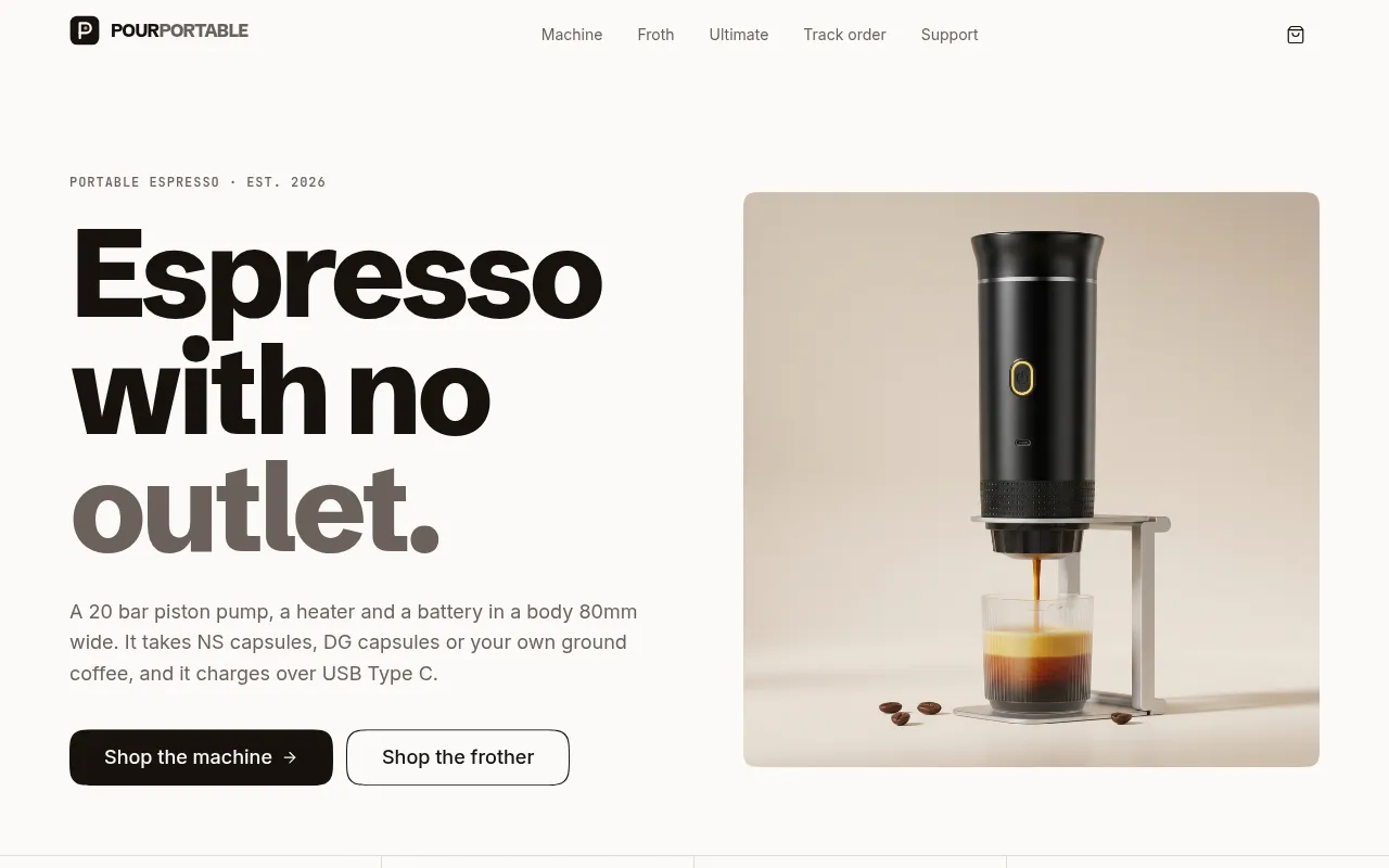 Screenshot of pourportable.com