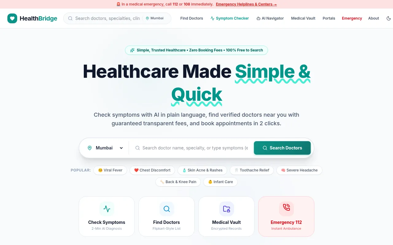 Screenshot of healthbridge-find.vercel.app