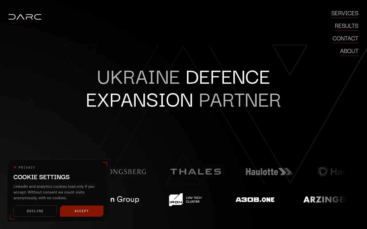 Screenshot of darcdefence.com