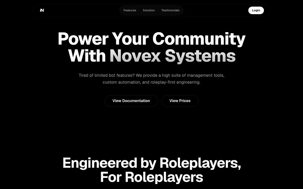 Screenshot of novex.systems