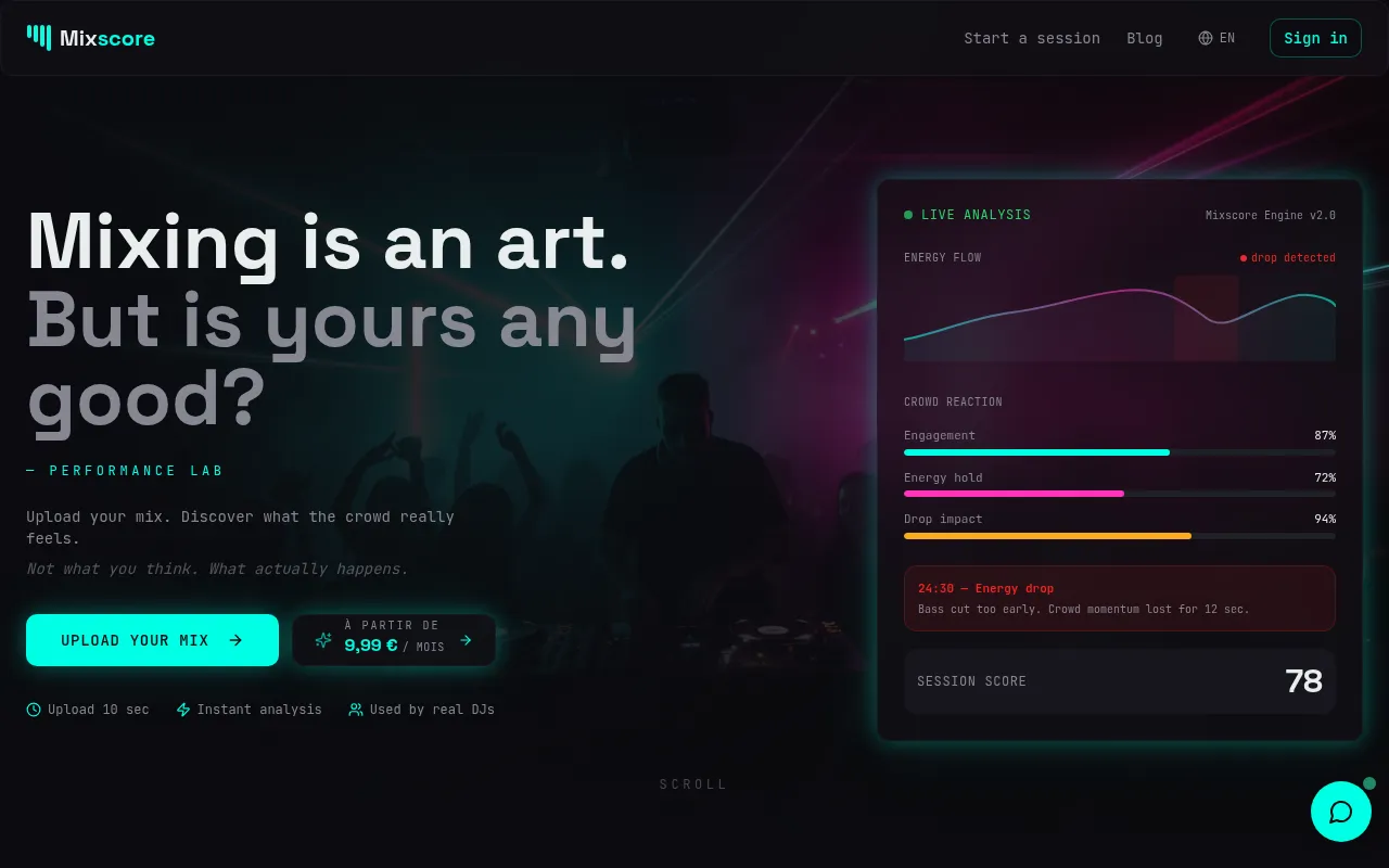 Screenshot of mixscore.com