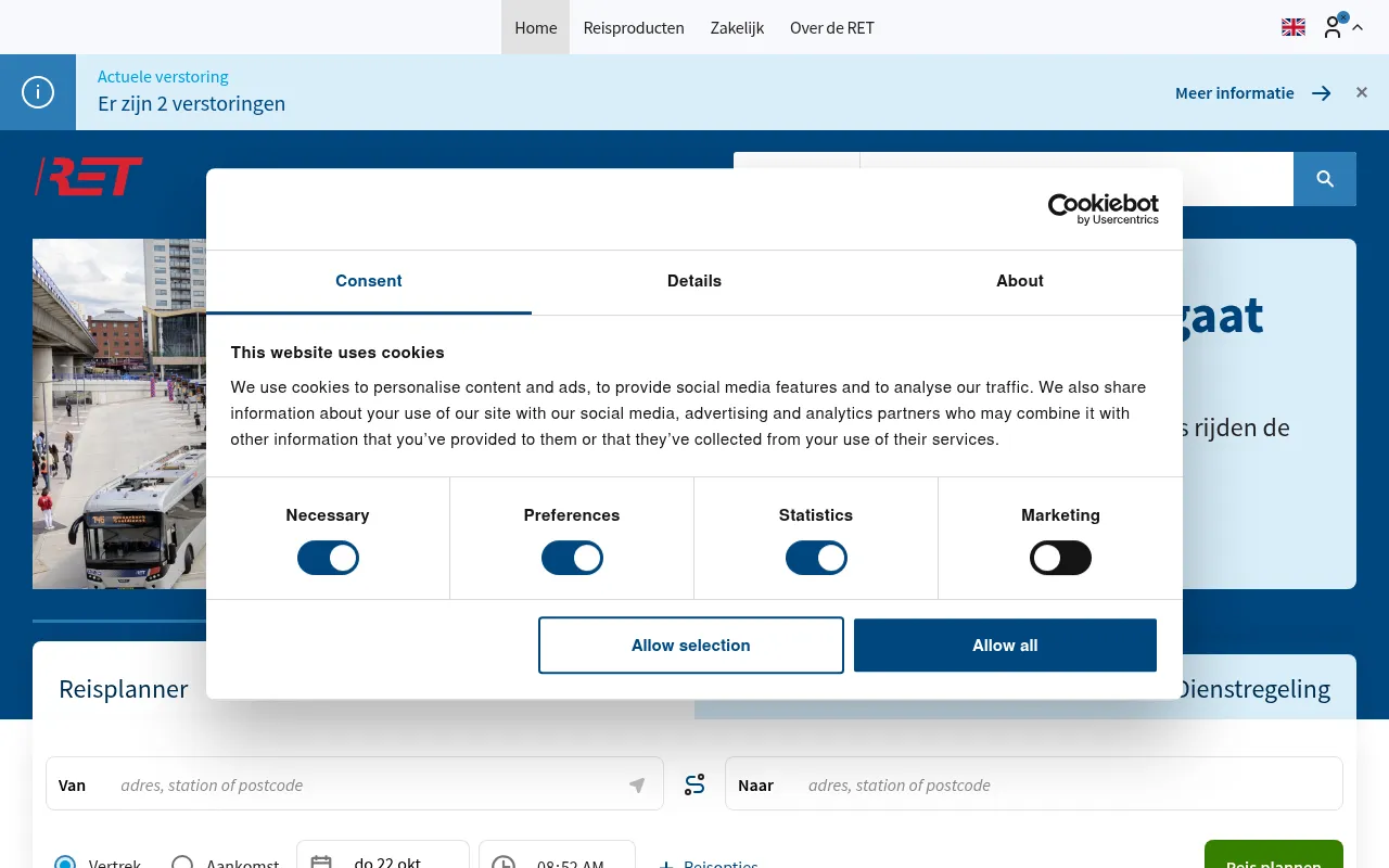 Screenshot of ret.nl