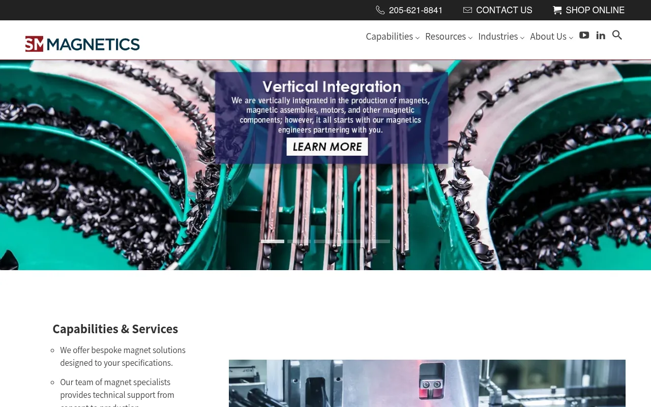 Screenshot of smmagnetics.com