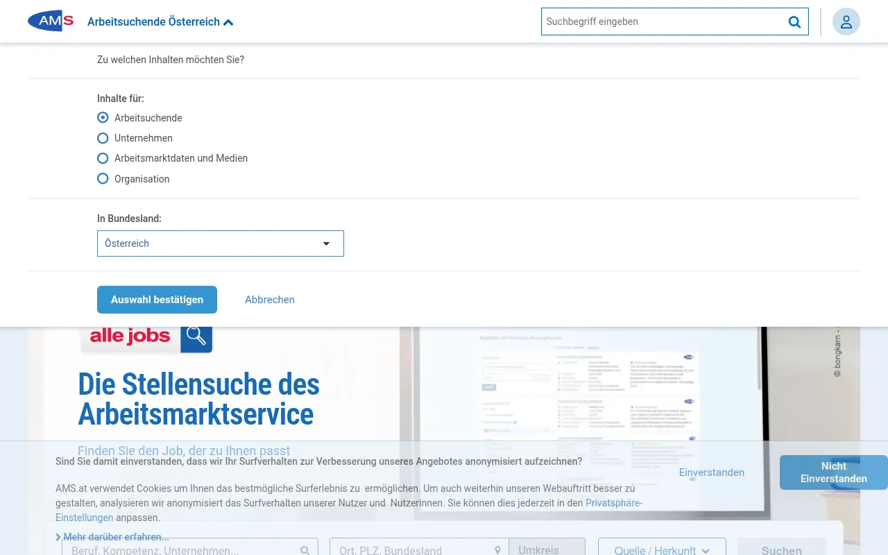 Screenshot of ams.at