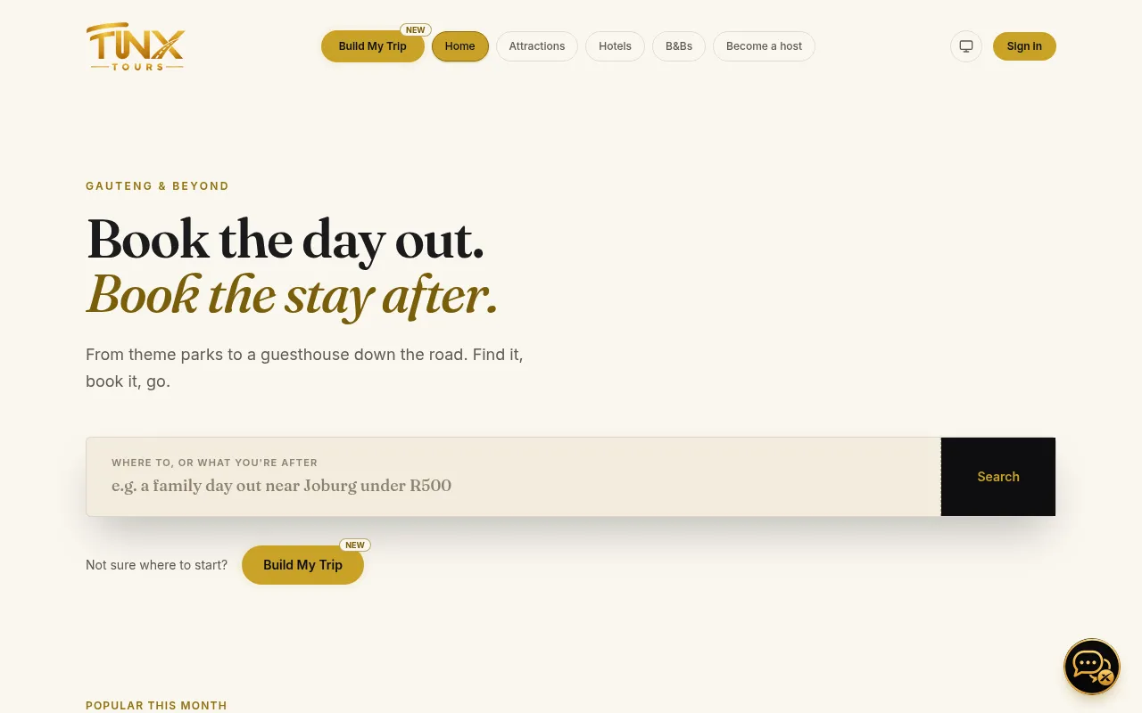 Screenshot of funxtours.co.za