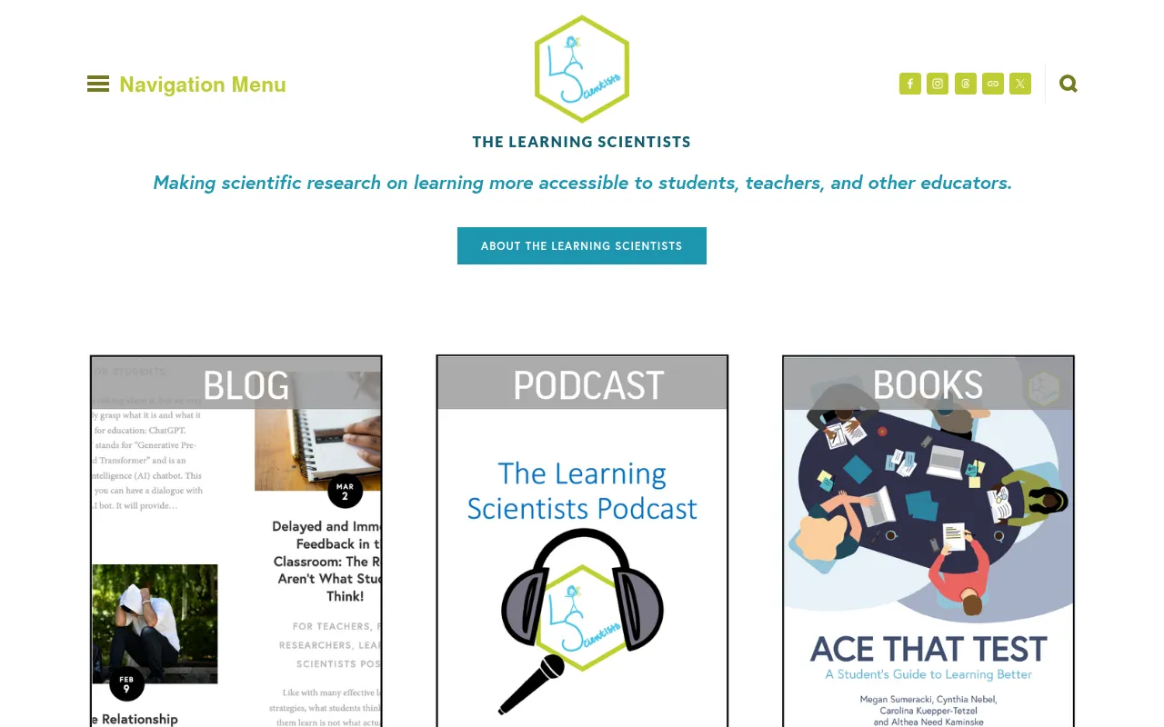 Screenshot of learningscientists.org