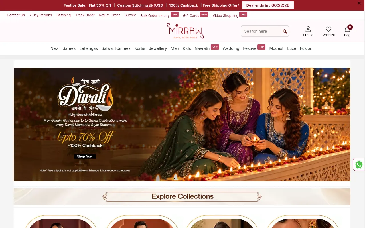 Screenshot of mirraw.com