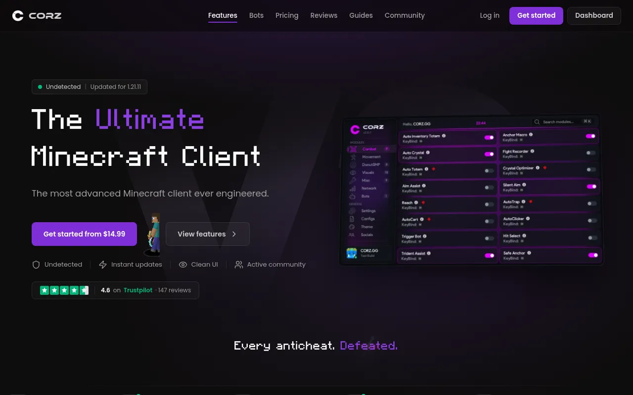 Screenshot of corz.gg