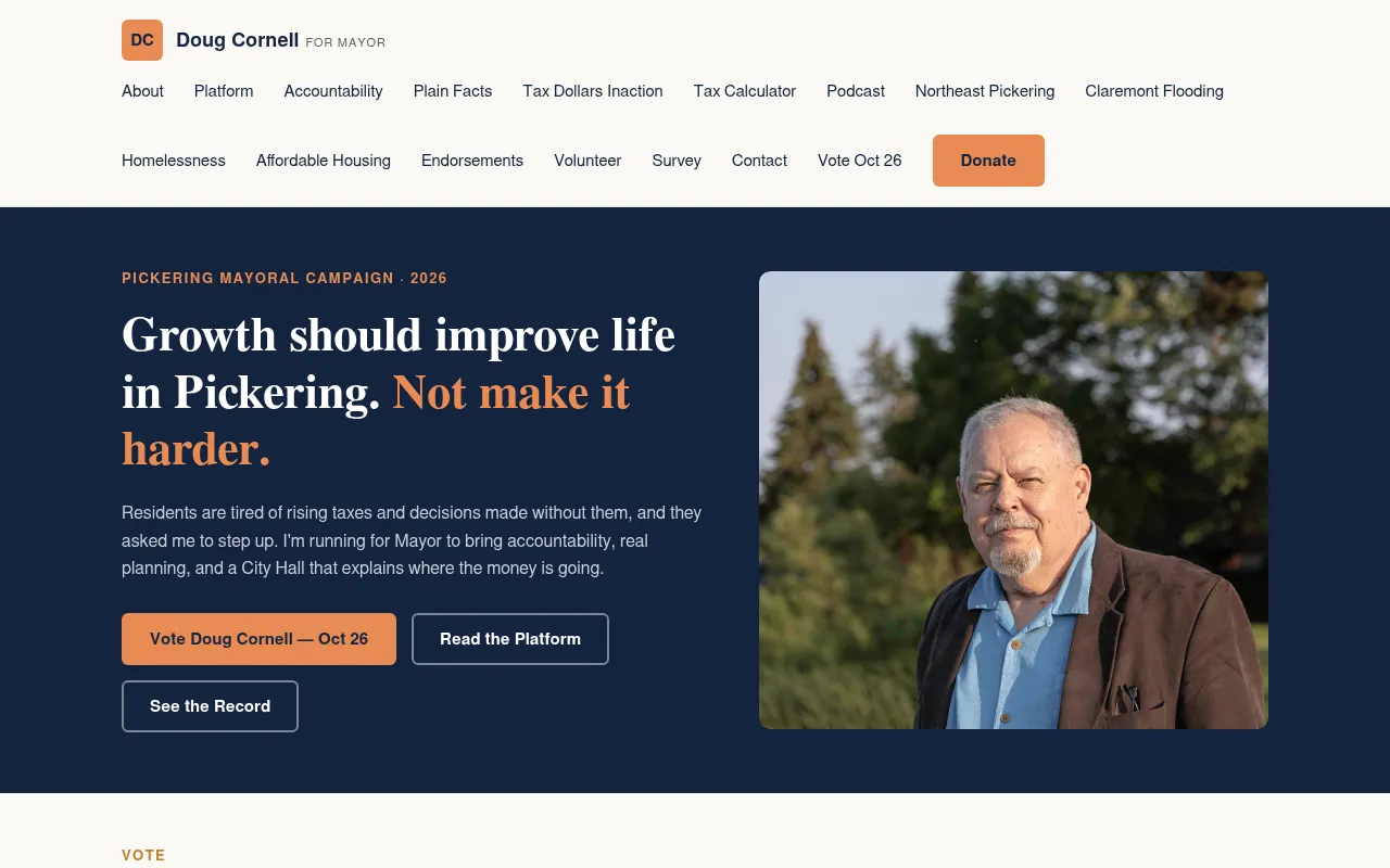 Screenshot of dougcornellformayor.ca