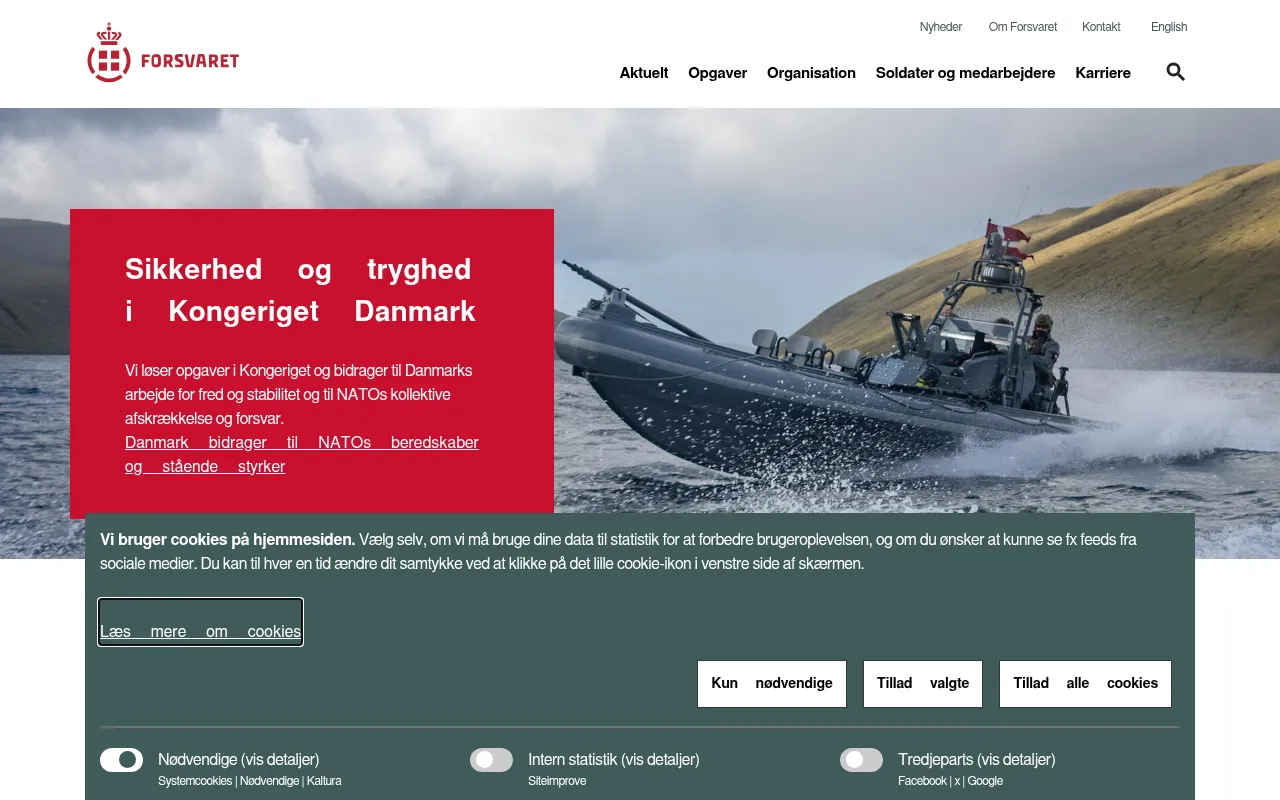 Screenshot of forsvaret.dk