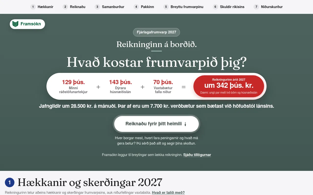 Screenshot of utreikningur.is