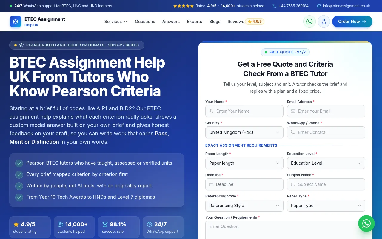 Screenshot of btecassignment.co.uk