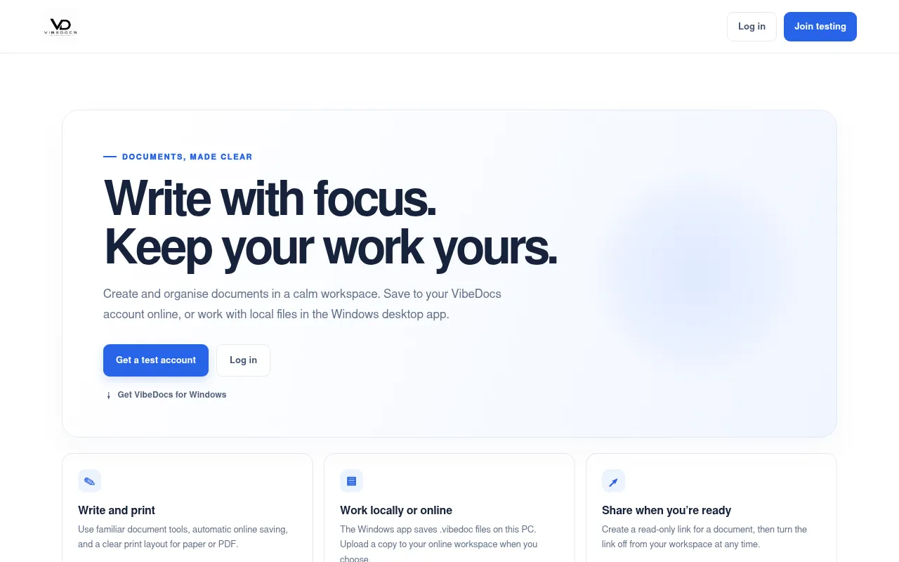 Screenshot of vibedocs.cloud.vibe-holdings.co.uk