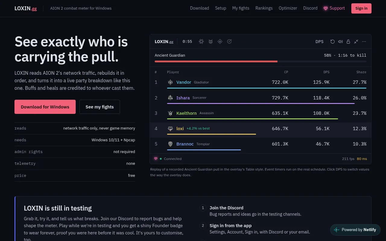 Screenshot of loxin.gg