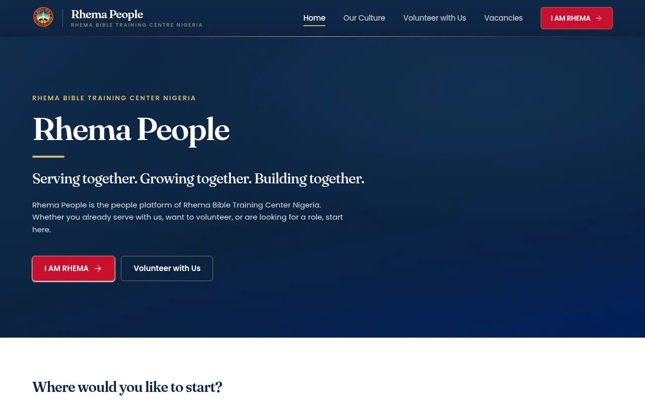 Screenshot of people.rhemanigeria.com