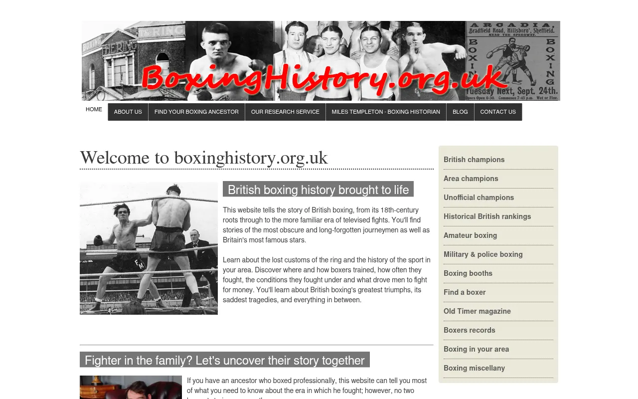 Screenshot of boxinghistory.org.uk