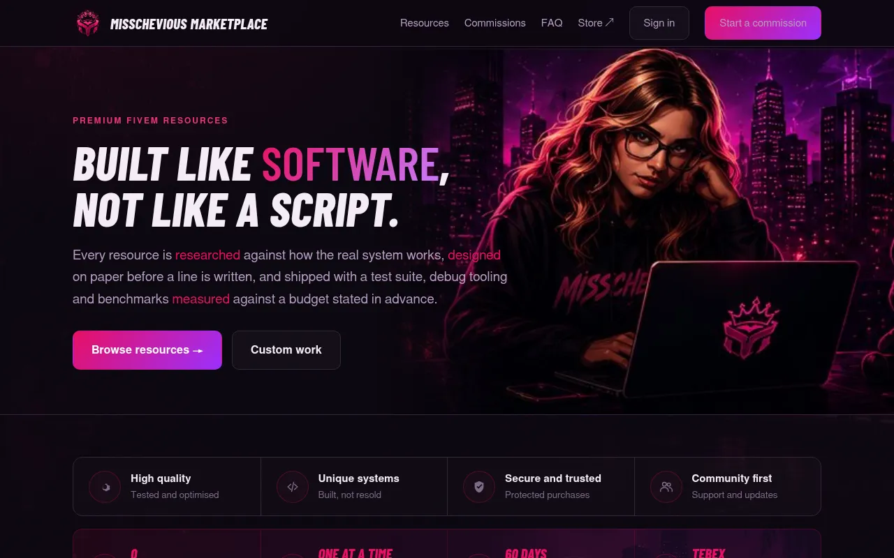 Screenshot of misscheviousmarketplace.com