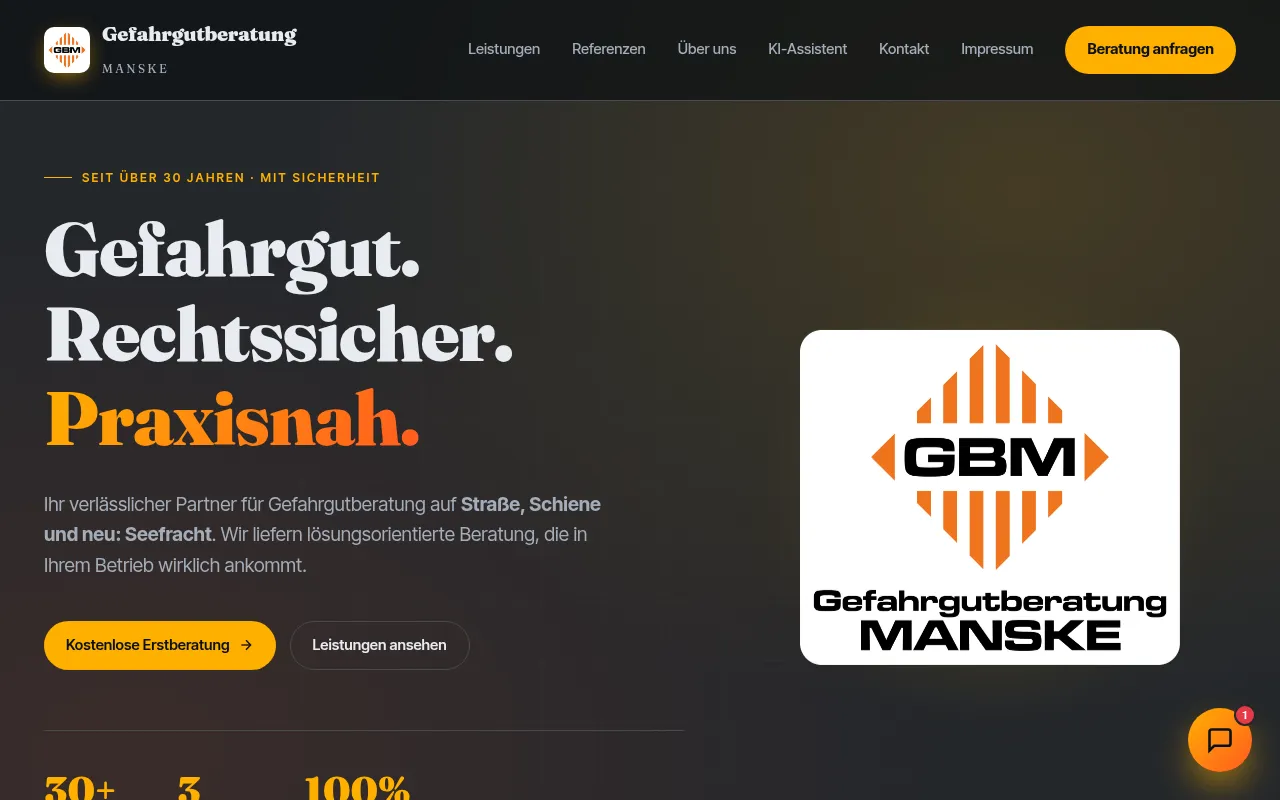 Screenshot of gefahrgutberatung-manske.de