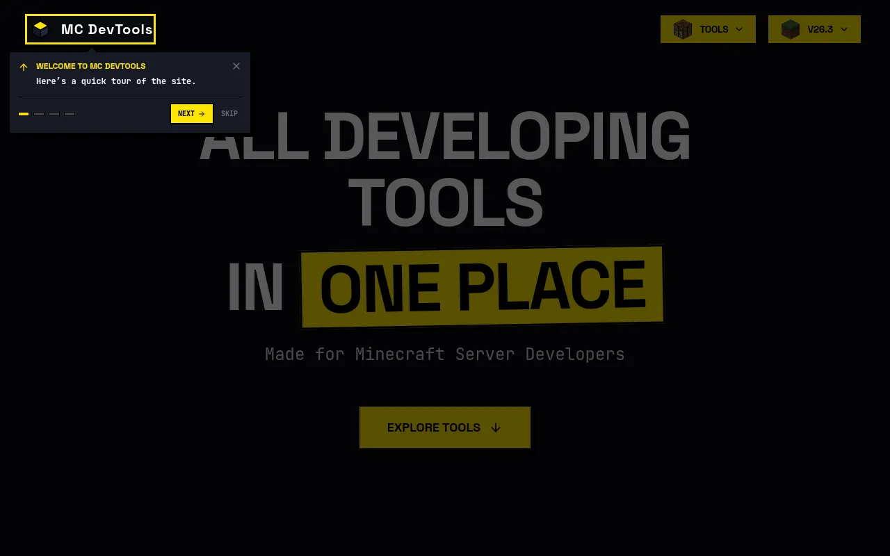 Screenshot of mcdevtools.in