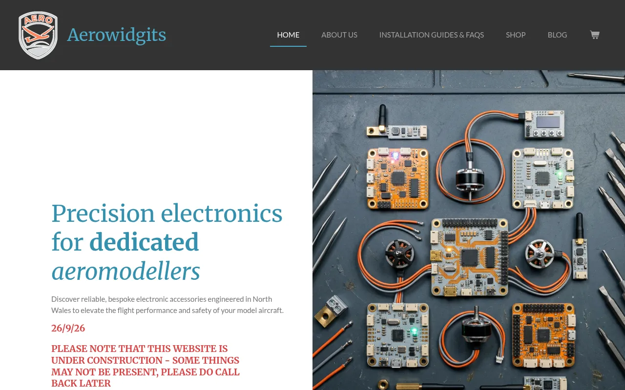 Screenshot of aerowidgits.co.uk