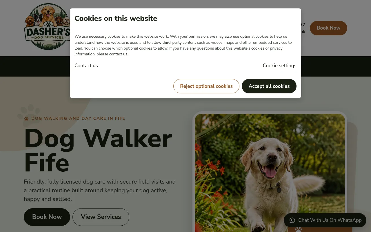 Screenshot of dashersdogservices.co.uk