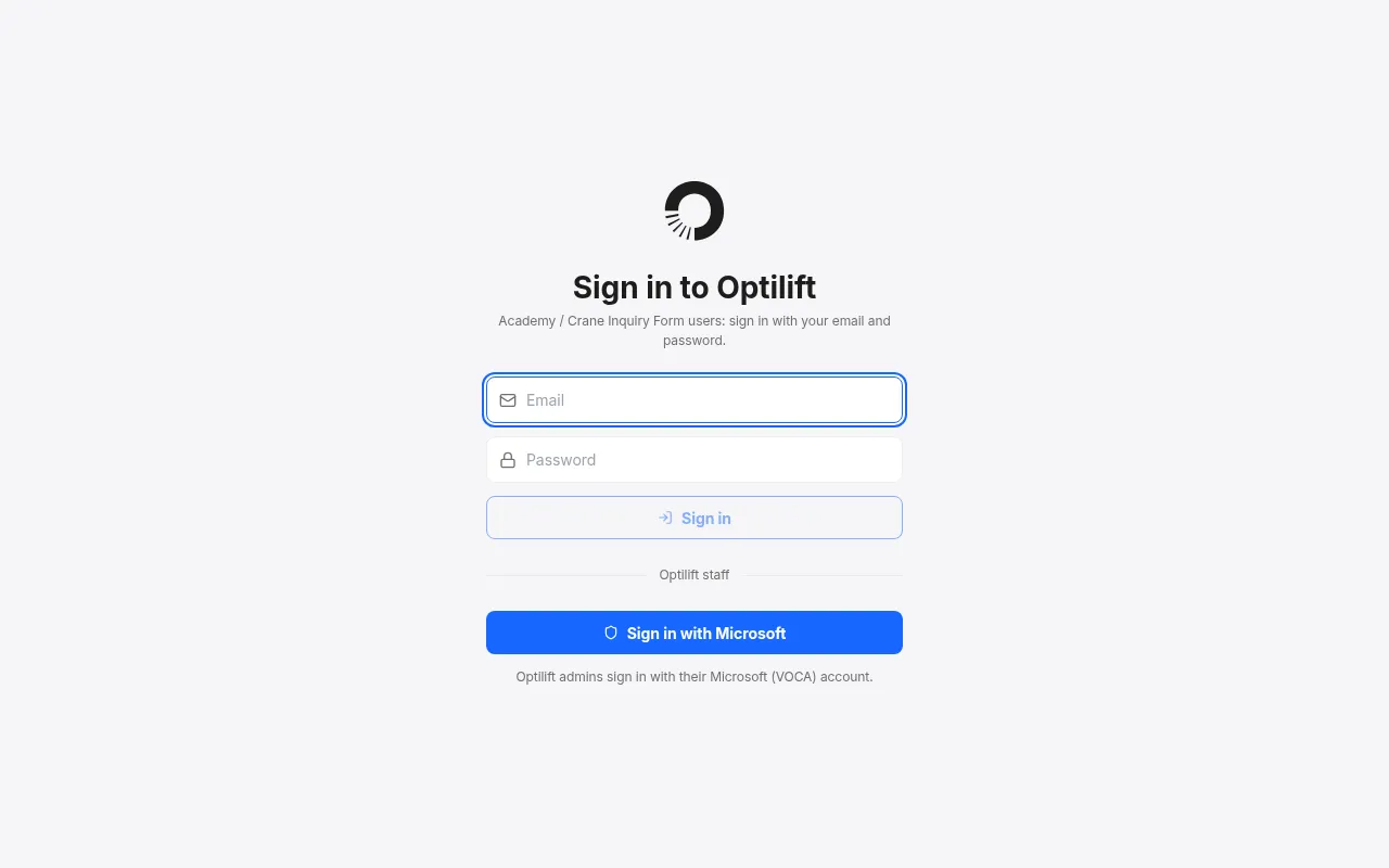 Screenshot of optilift-portal.web.app