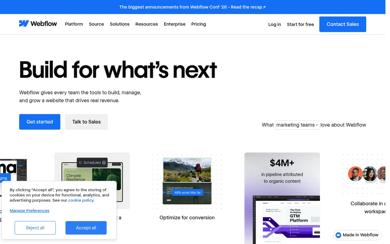 webflow.com screenshot