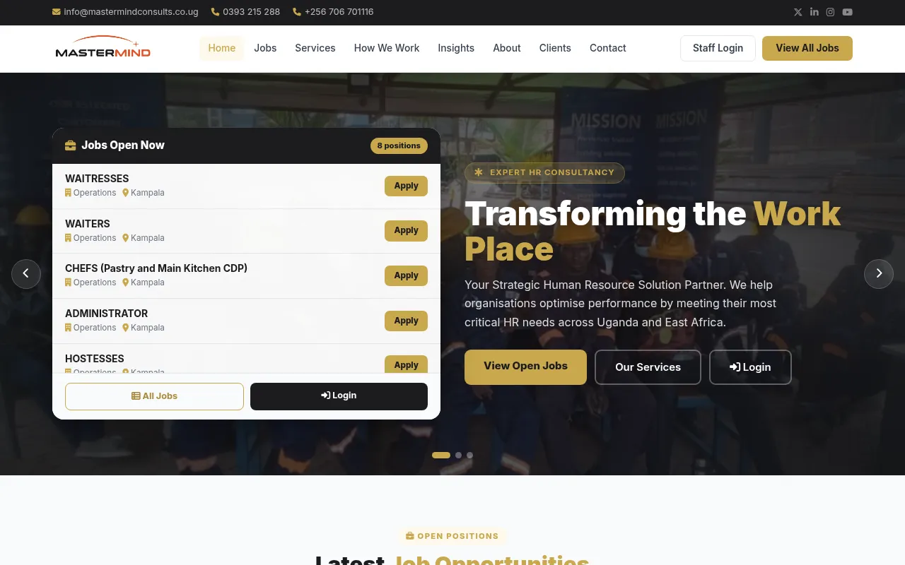 Screenshot of mastermindconsults.co.ug