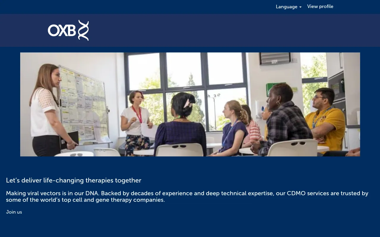 Screenshot of careers.oxb.com