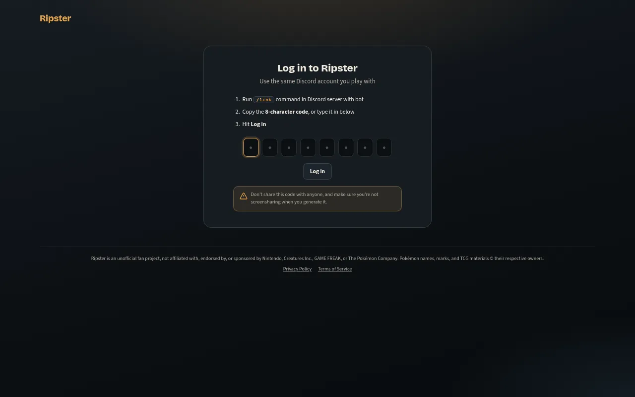 Screenshot of app.ripster.app