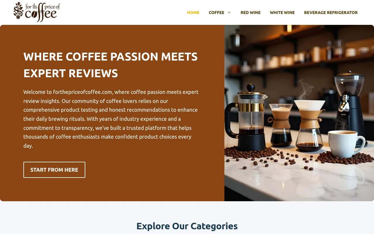 Screenshot of forthepriceofcoffee.com