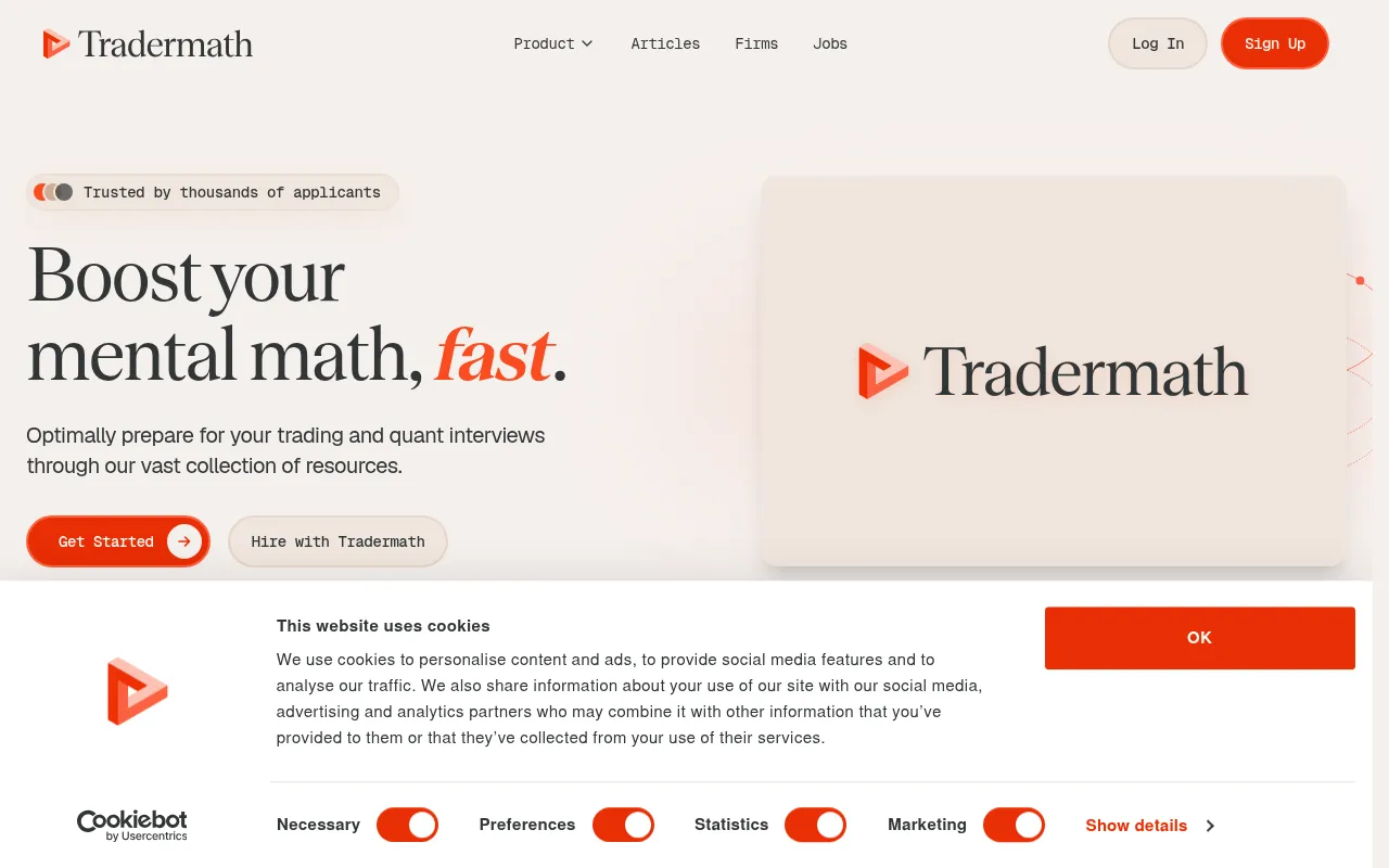 Screenshot of tradermath.org