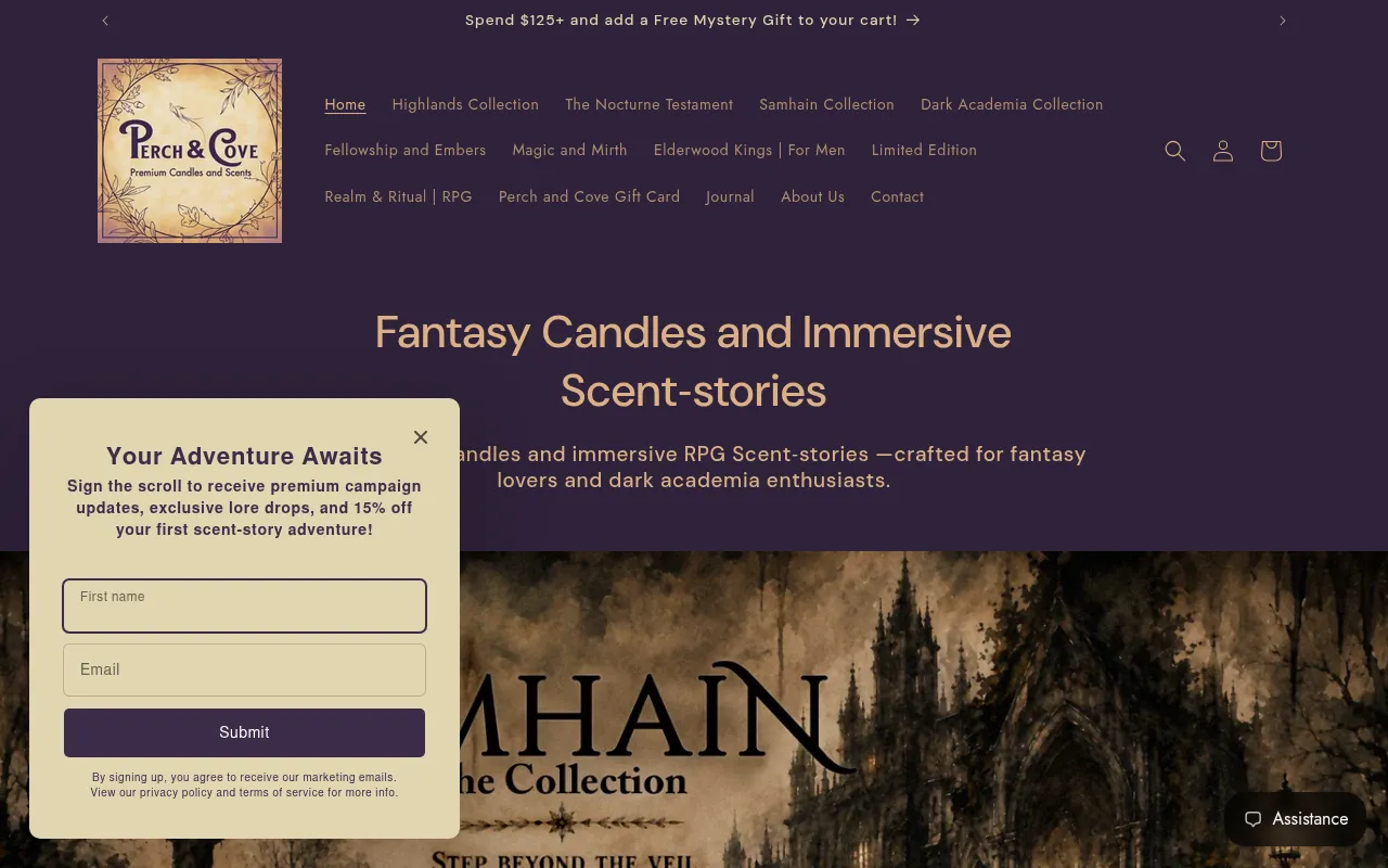 Screenshot of perchandcove.com