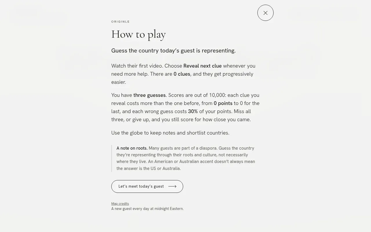 Screenshot of originle.io