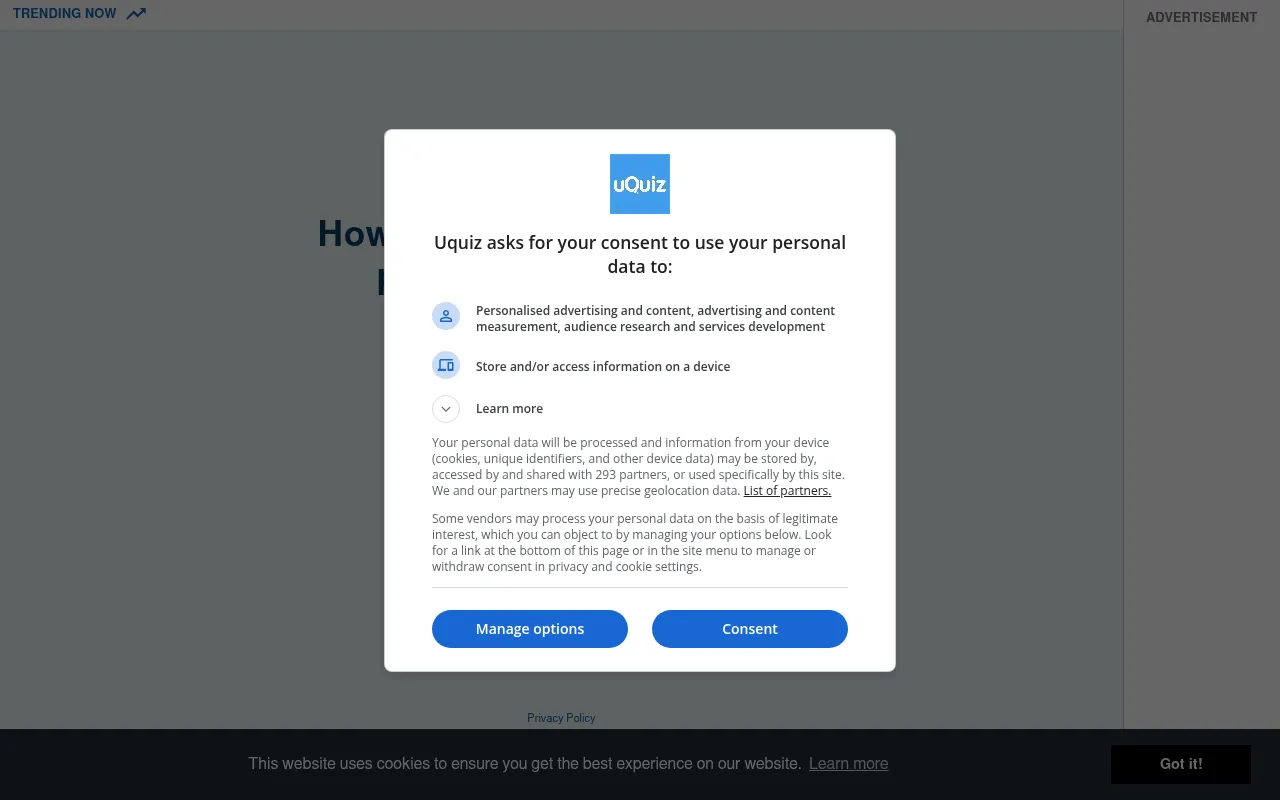 Screenshot of uquiz.com