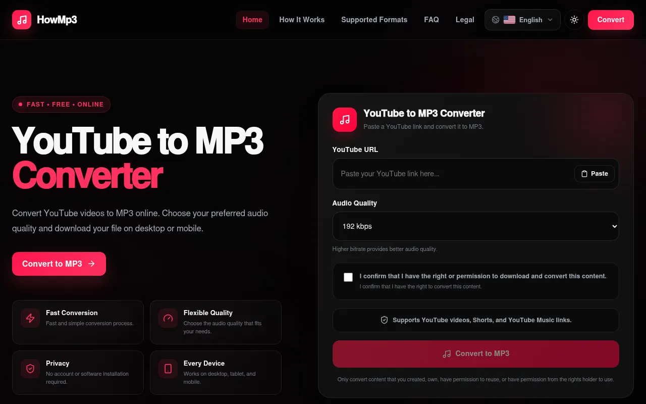 Screenshot of howmp3.com