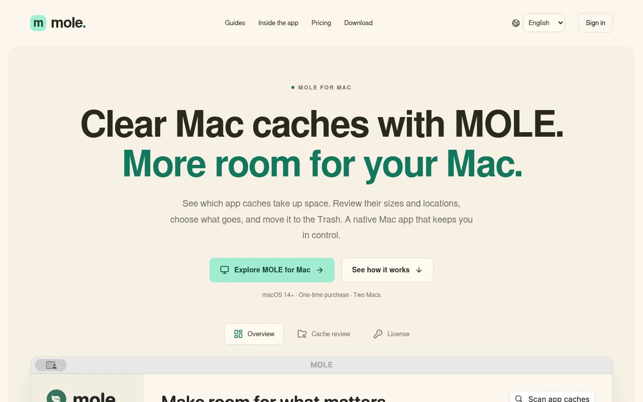 Screenshot of mole.cheap