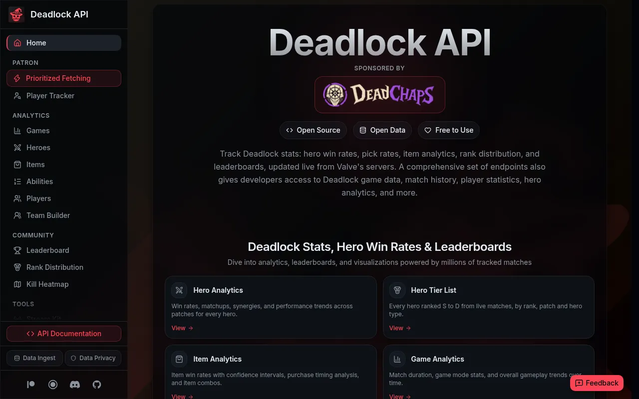 Screenshot of deadlock-api.com