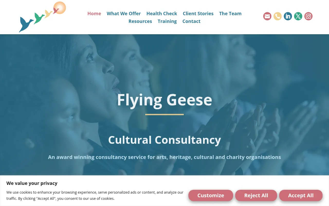 Screenshot of flyinggeese.co.uk