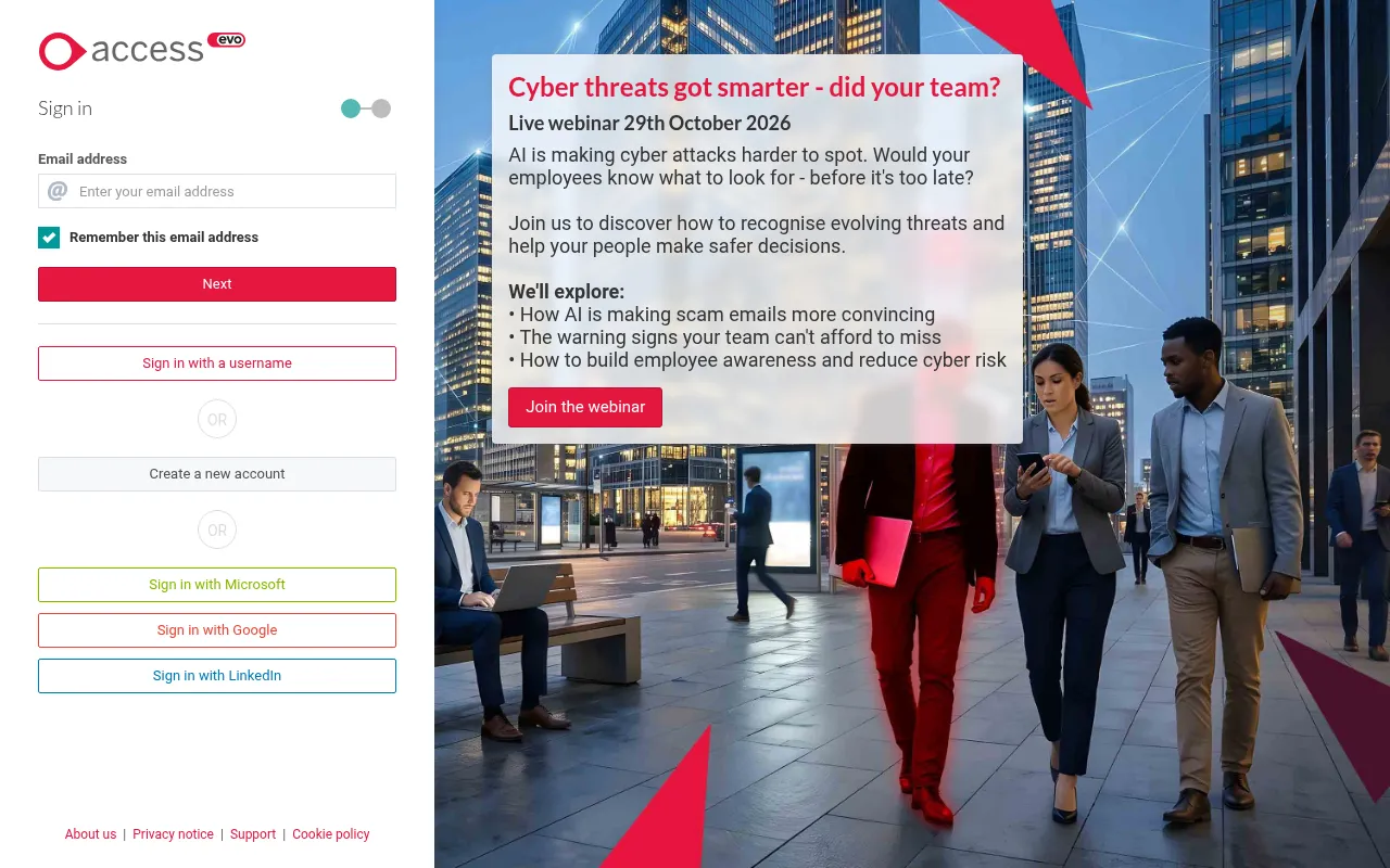Screenshot of identity.accessacloud.com