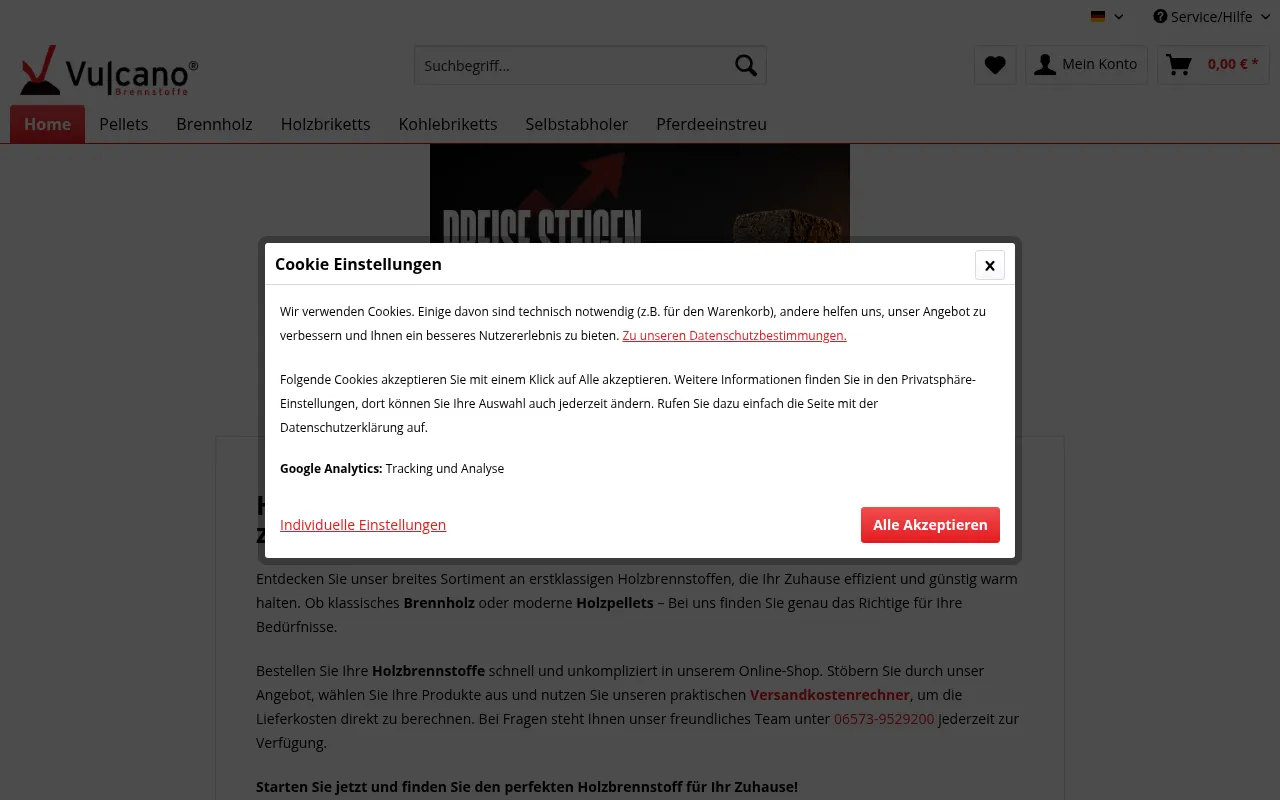 Screenshot of brennstoffe-vulcano.de