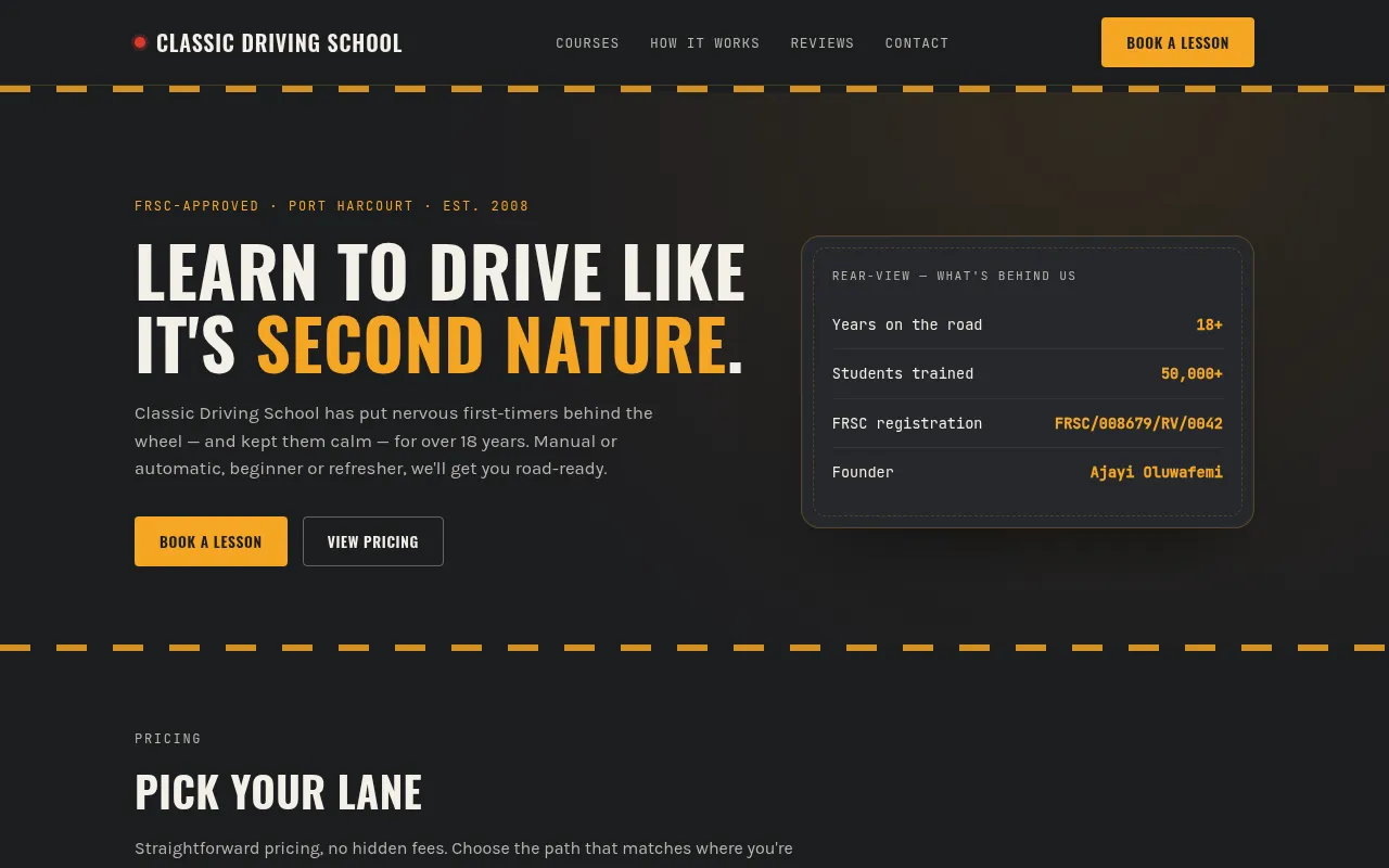 Screenshot of classicdriving.com.ng