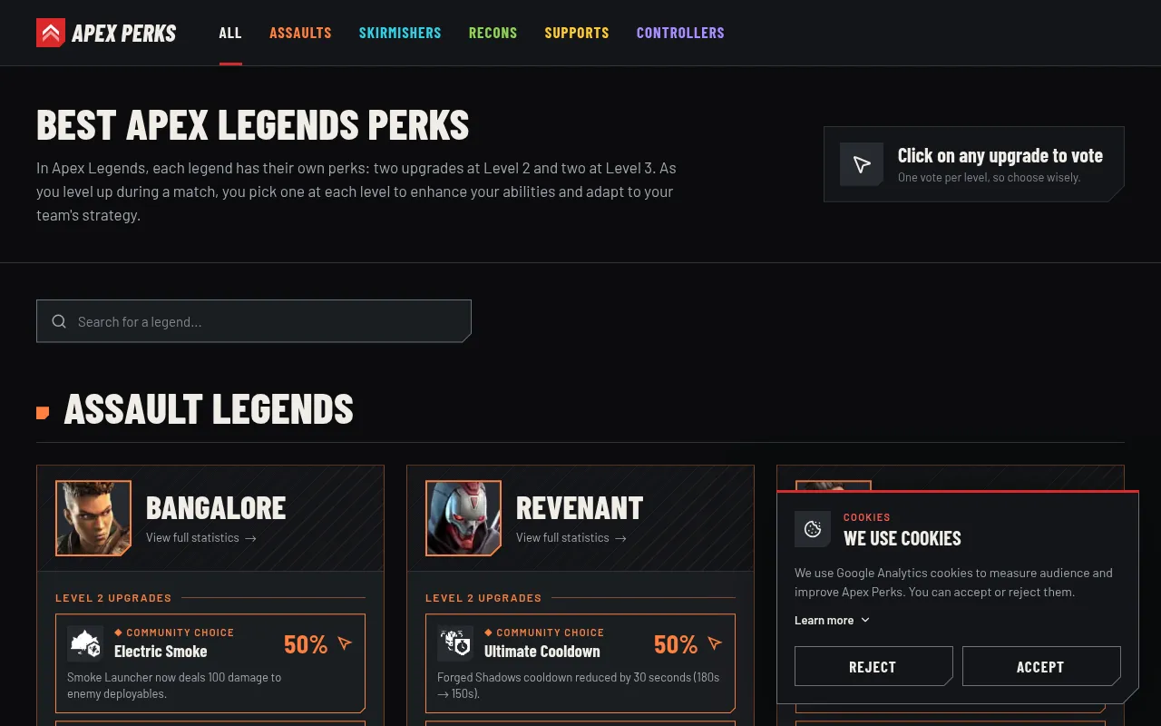 Screenshot of apexperks.com