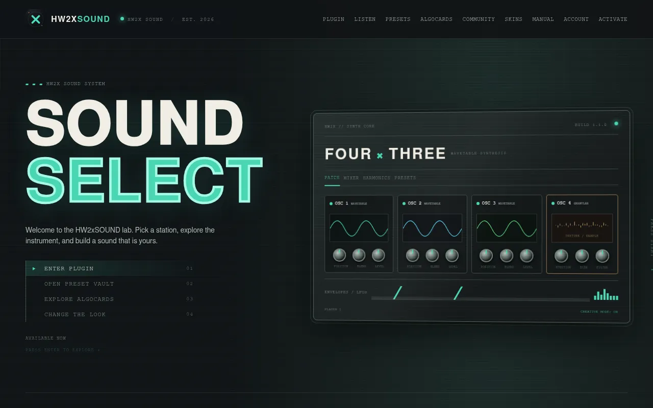 Screenshot of hw2xsound.com