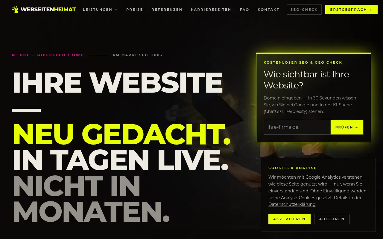Screenshot of webseitenheimat.de