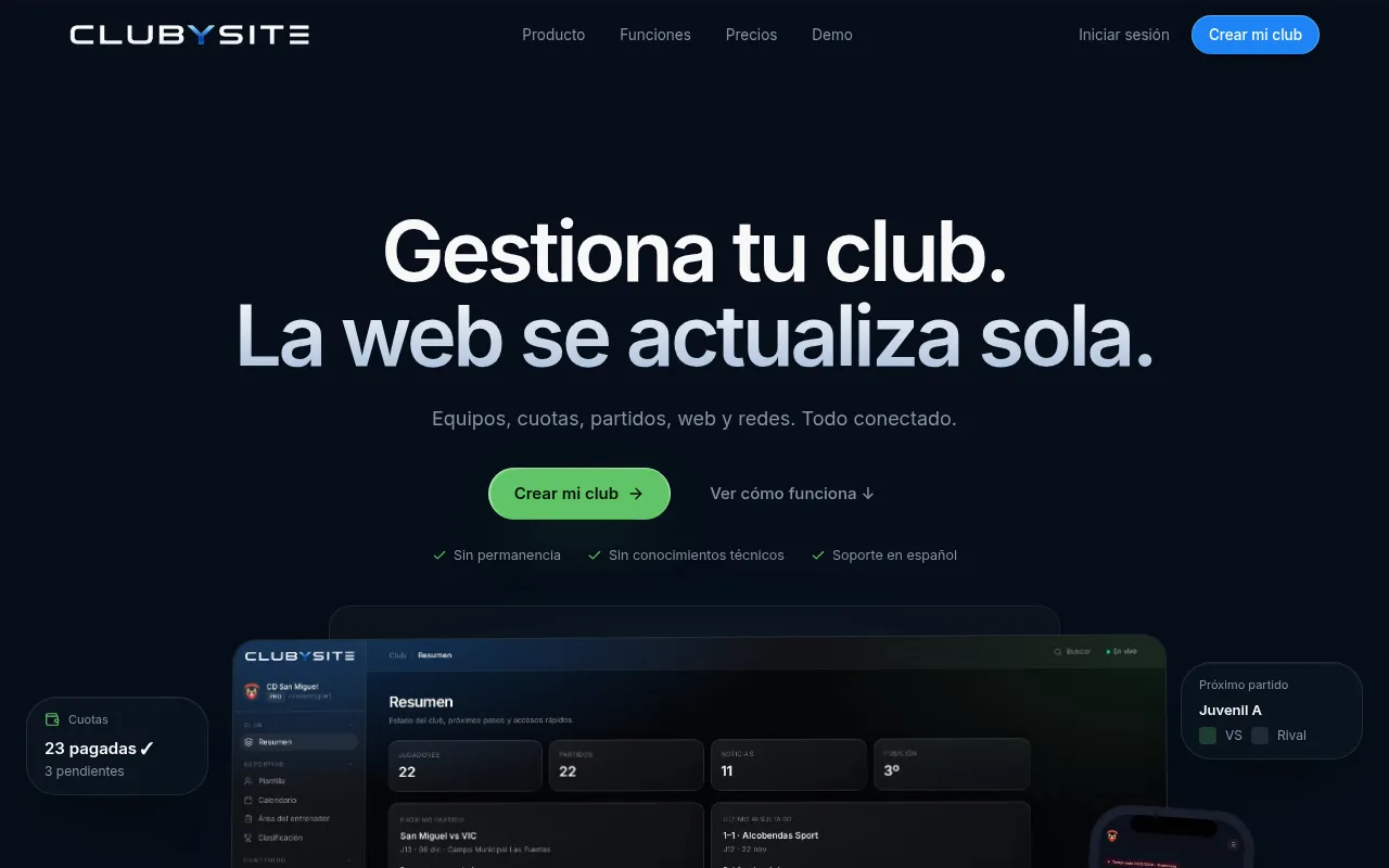Screenshot of clubysite.com